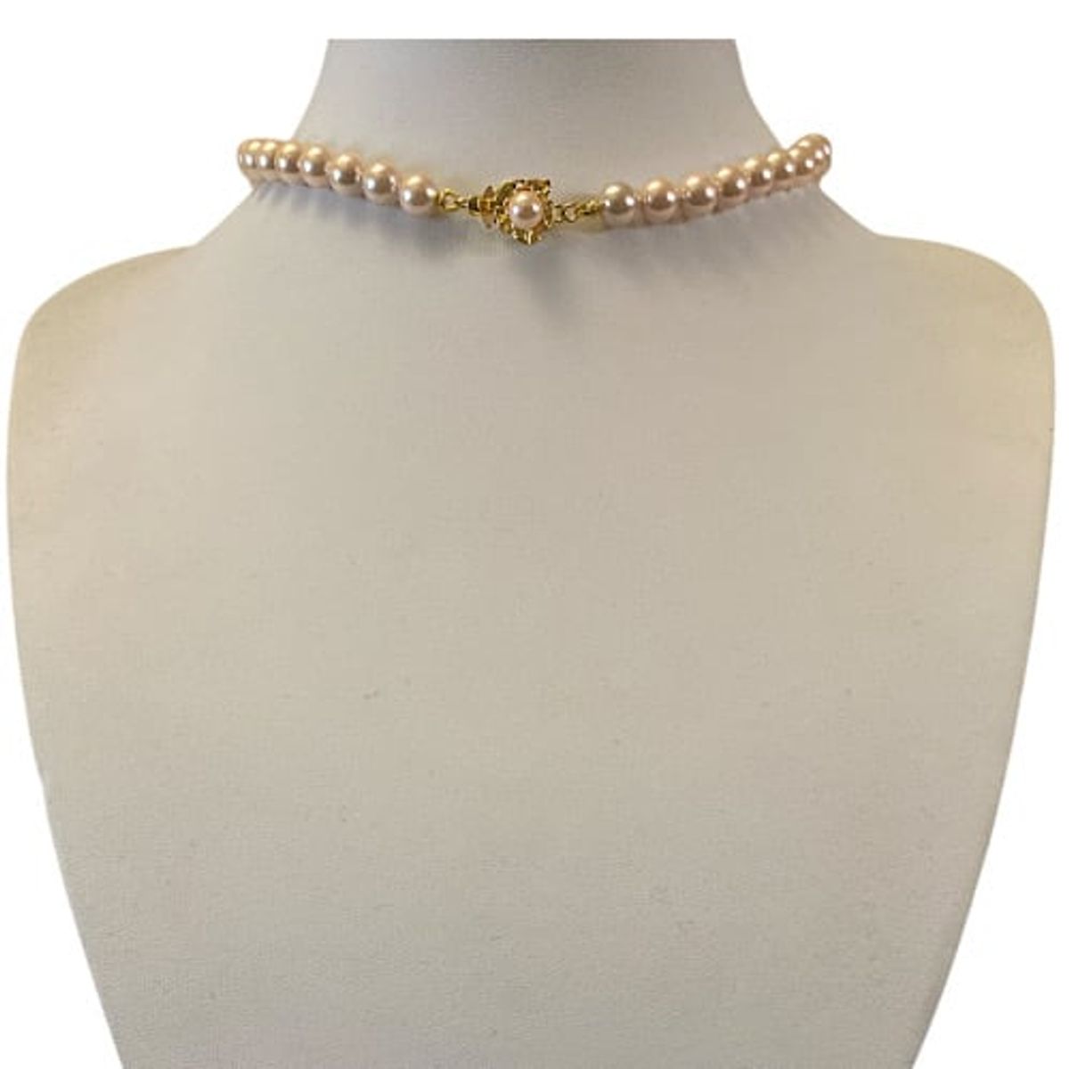 MALLORCA - COLLAR 45 cms. CON BROCHE FLOR Y AROS PERLAS DE MALLORCA 7MM