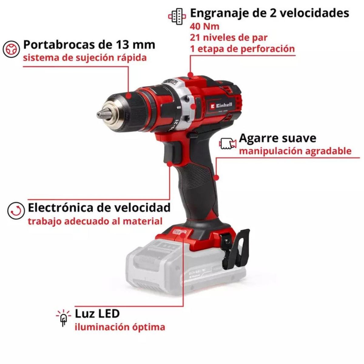 EINHELL - Taladro Atornillador Einhell Te-cd 18/40 Li - Sin Baterías