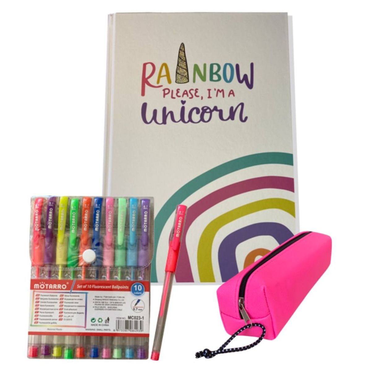 GENERICO - Croquera Scrapbook Tapa dura + 10 bolígrafos flúor + estuche