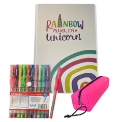 GENERICO - Croquera Scrapbook Tapa dura + 10 bolígrafos flúor + estuche