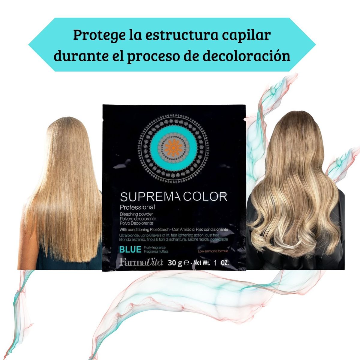 FARMAVITA - Decolorante Color Suprema Polvo 30Gr Aclara hasta 8 tonos