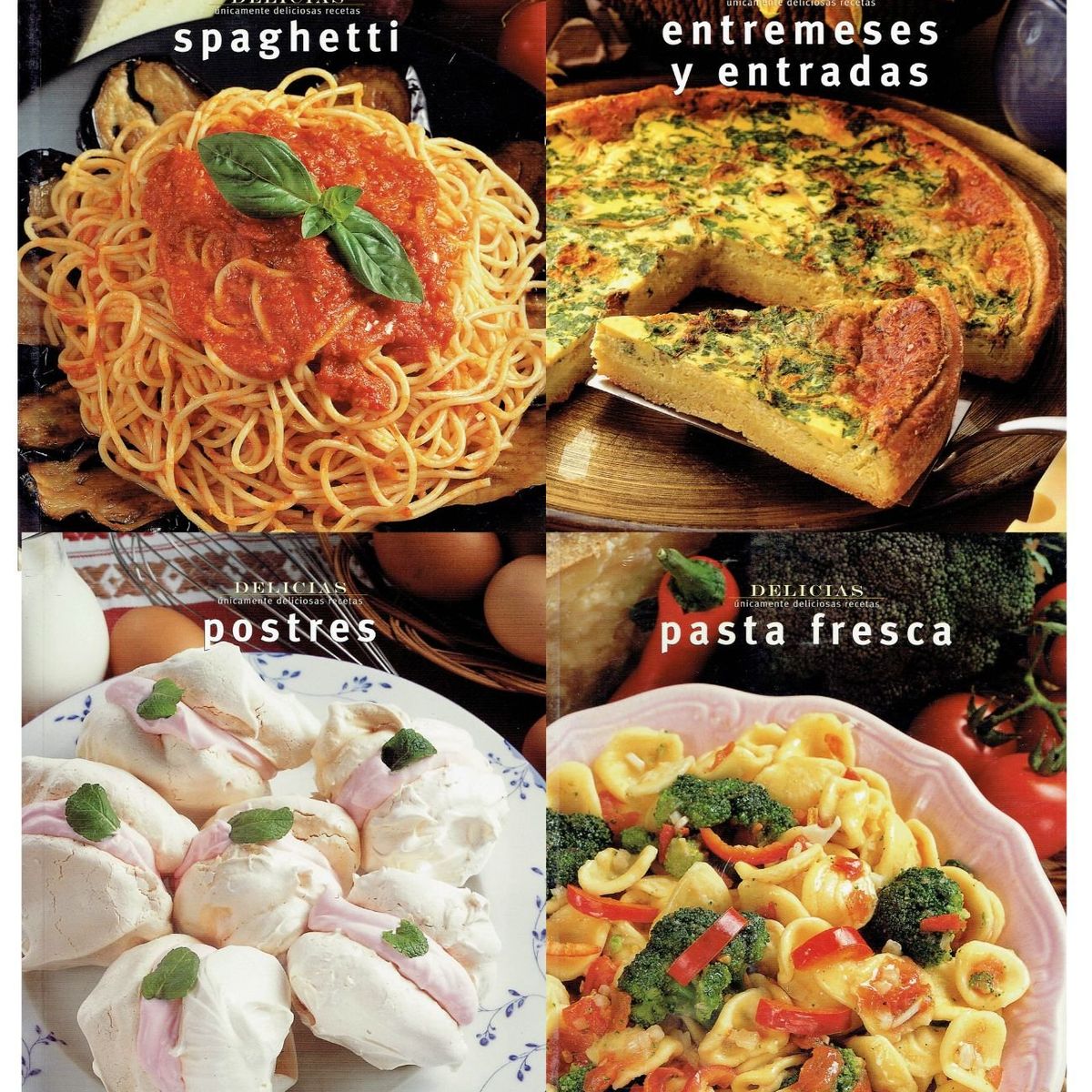 ADVANCE - Libro cocina set 4 preparaciones recetas spaghetti entrada postres pasta fresca