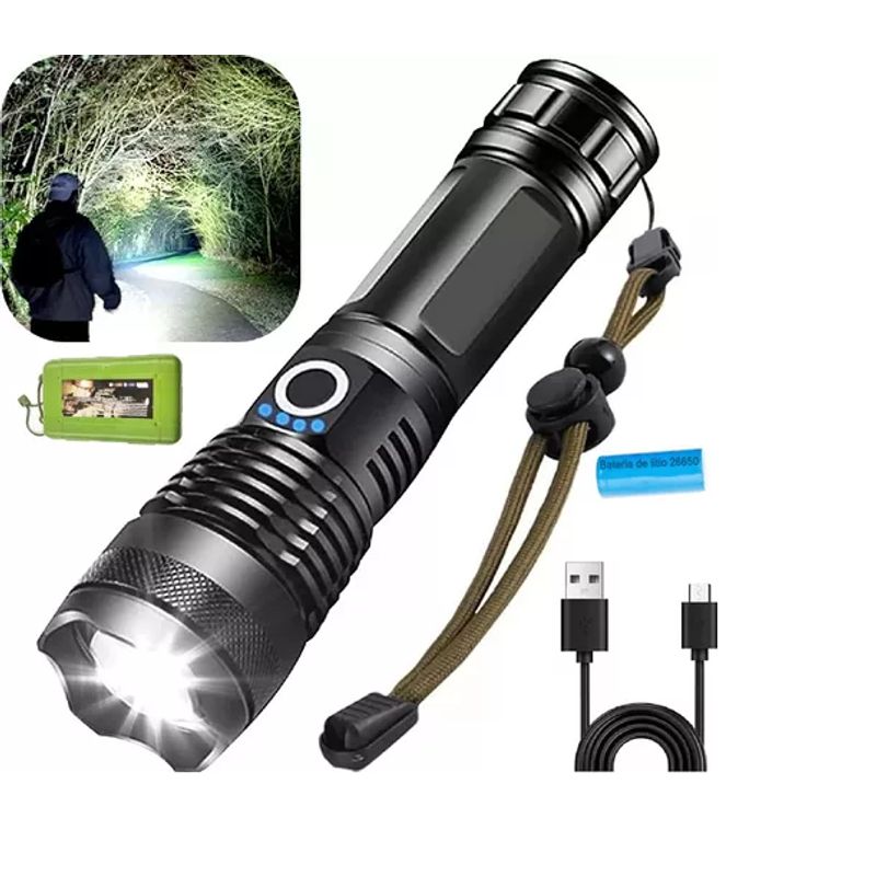 GENERICO - Linterna De Luz Táctica Led Con Zoom Portátil Recargable