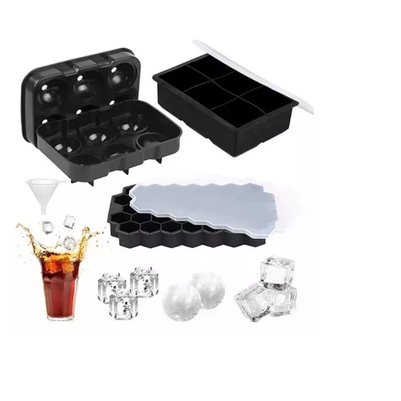 GENERICO - X3 Hieleras Cubeteras Grandes Silicona Con Embudo Cocktails
