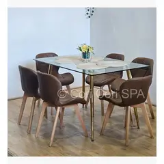 CORI CORI - Comedor Rubi Gold 130x80cms + 6 Sillas Mariposa Wood Marron