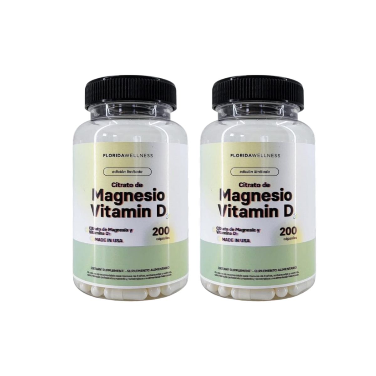 NATURAL FARM - Citrato De Magnesio + Vitamina D3 Nf 400 Caps 2x200 Capsulas