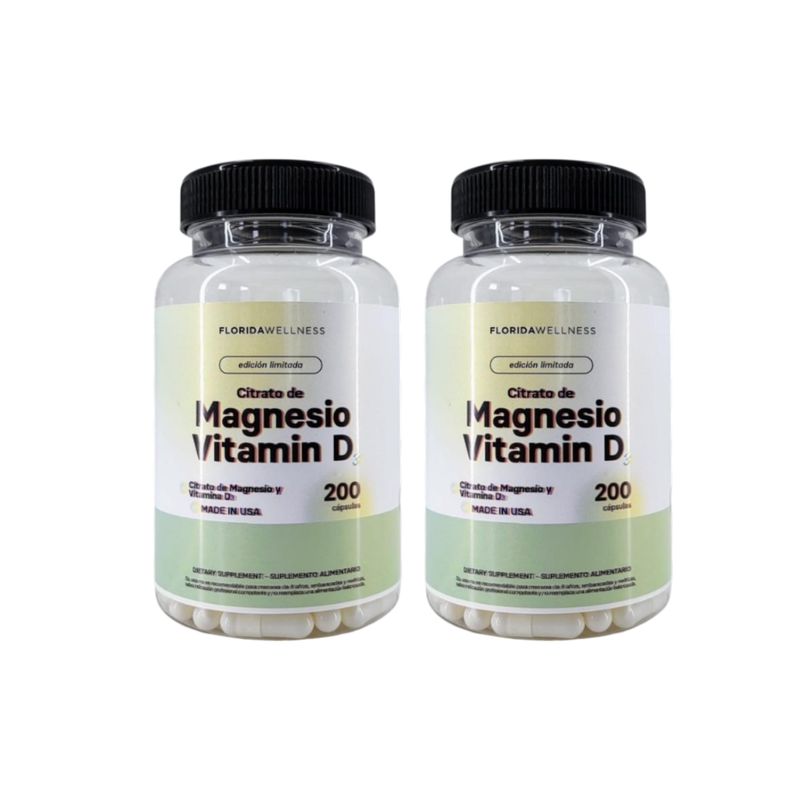 NATURAL FARM - Citrato De Magnesio + Vitamina D3 Nf 400 Caps 2x200 Capsulas