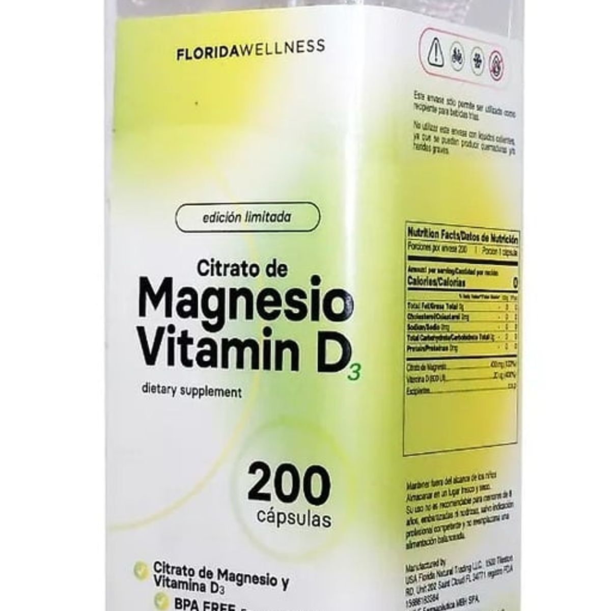 NATURAL FARM - Citrato De Magnesio + Vitamina D3 Nf 400 Caps 2x200 Capsulas