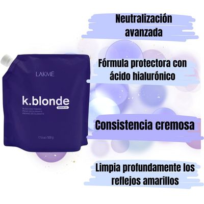 Imagen 2 del producto Polvo Decolorante K Blonde 500ml Aclara 8 tonos