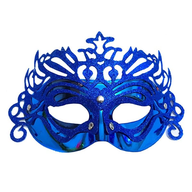 GENERICO - ANTIFAZ BRILLO GRANDE AZUL X1 UNI