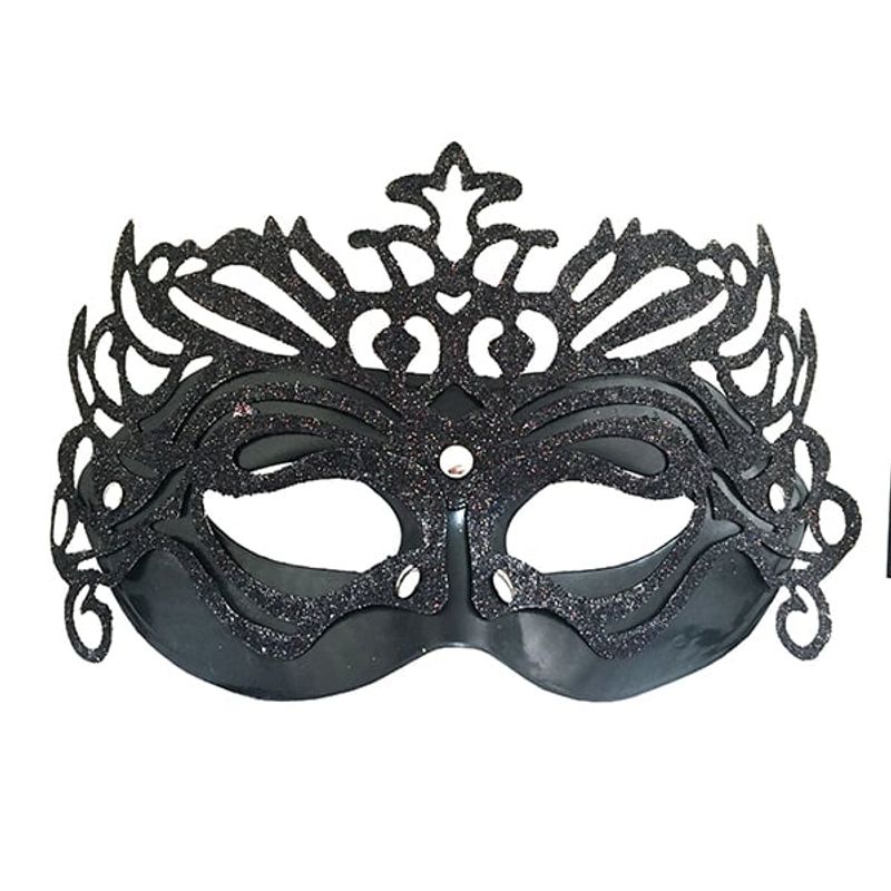 GENERICO - ANTIFAZ BRILLO GRANDE NEGRO X1 UNI