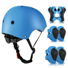 B4 ADVENTURE - Set de Protección Patinaje con Casco Ajustables para Ciclismo azul