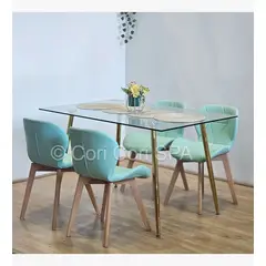 CORI CORI - Comedor Rubi Gold 130x80cms + 4 Sillas Mariposa Wood Menta