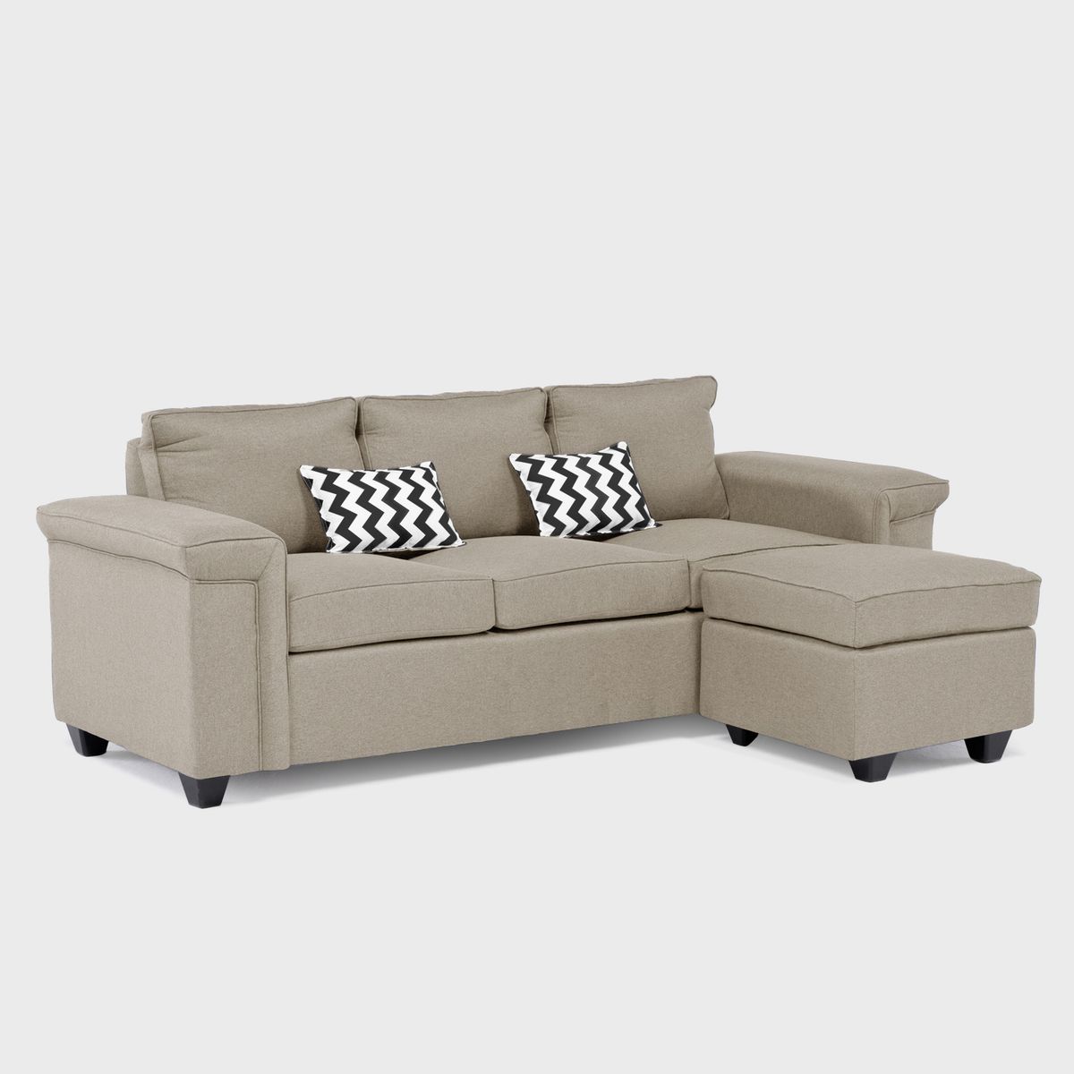 MUEBLES COTTONI - Sofá 3 cuerpos Sicilia + 1 Pouf Tela