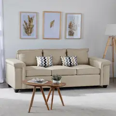 MUEBLES COTTONI - Sofá 3 cuerpos Sicilia Tela Beige