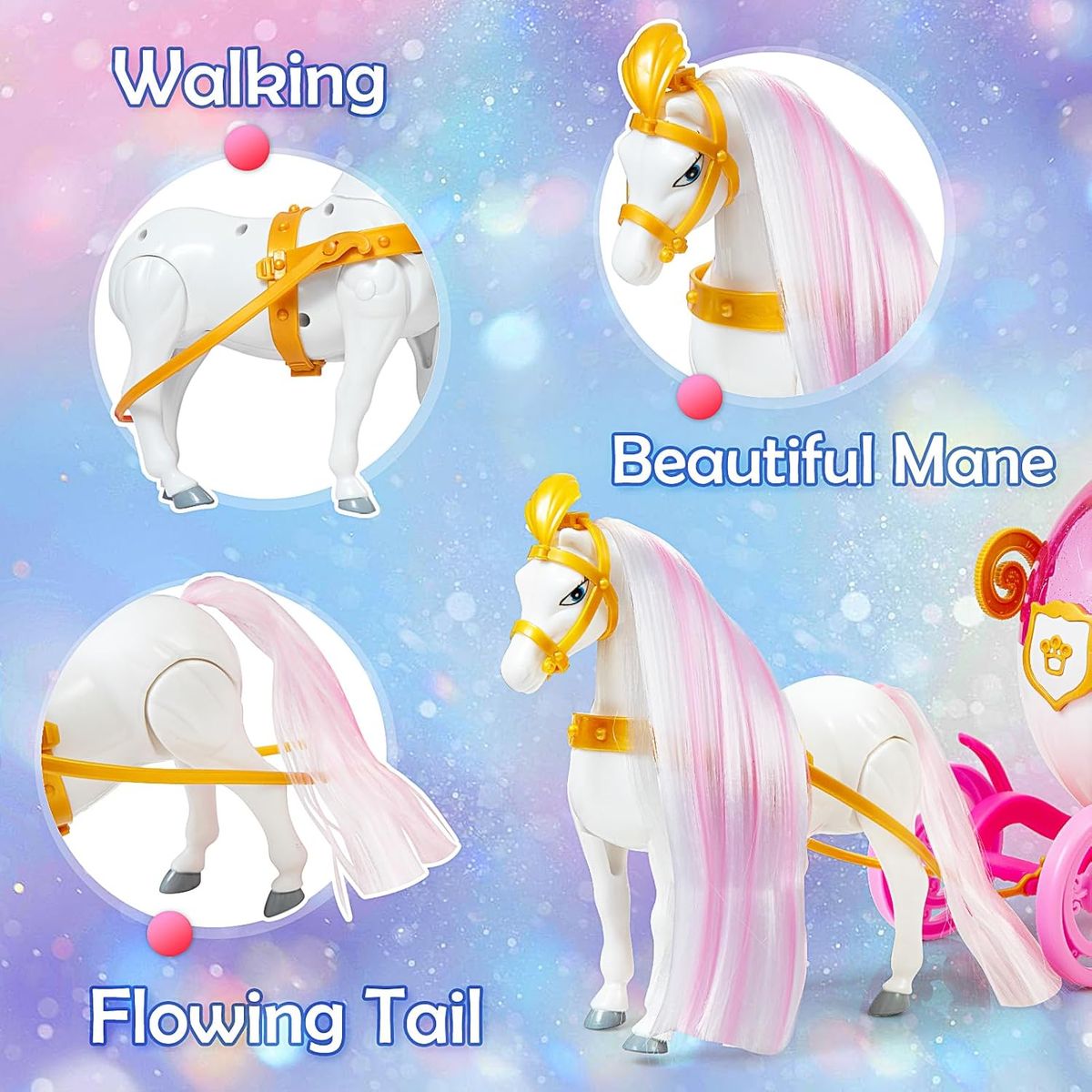 DISNEY INTERACTIVE - Carruaje De La Barbie Princesa A Caballo Luces Sonido rosa