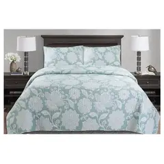 COMPRAPO - Cubrecama Quilt Liviano 1,5 Plazas Mandala Menta + 2 Fundas 50x70 Cm