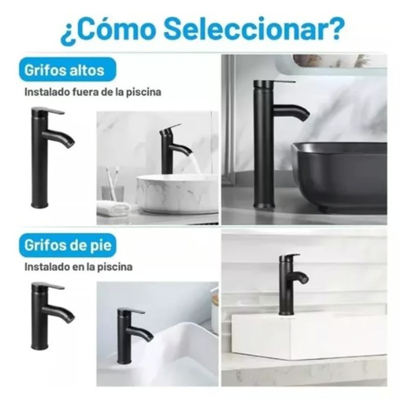 GENERICO - Llave Para lavamanos monomando Baño + 2 Mangueras inox