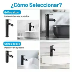 GENERICO - Llave Para lavamanos monomando Baño + 2 Mangueras inox