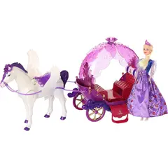 DISNEY INTERACTIVE - Carruaje De La Barbie Princesa A Caballo Luces Sonido violeta