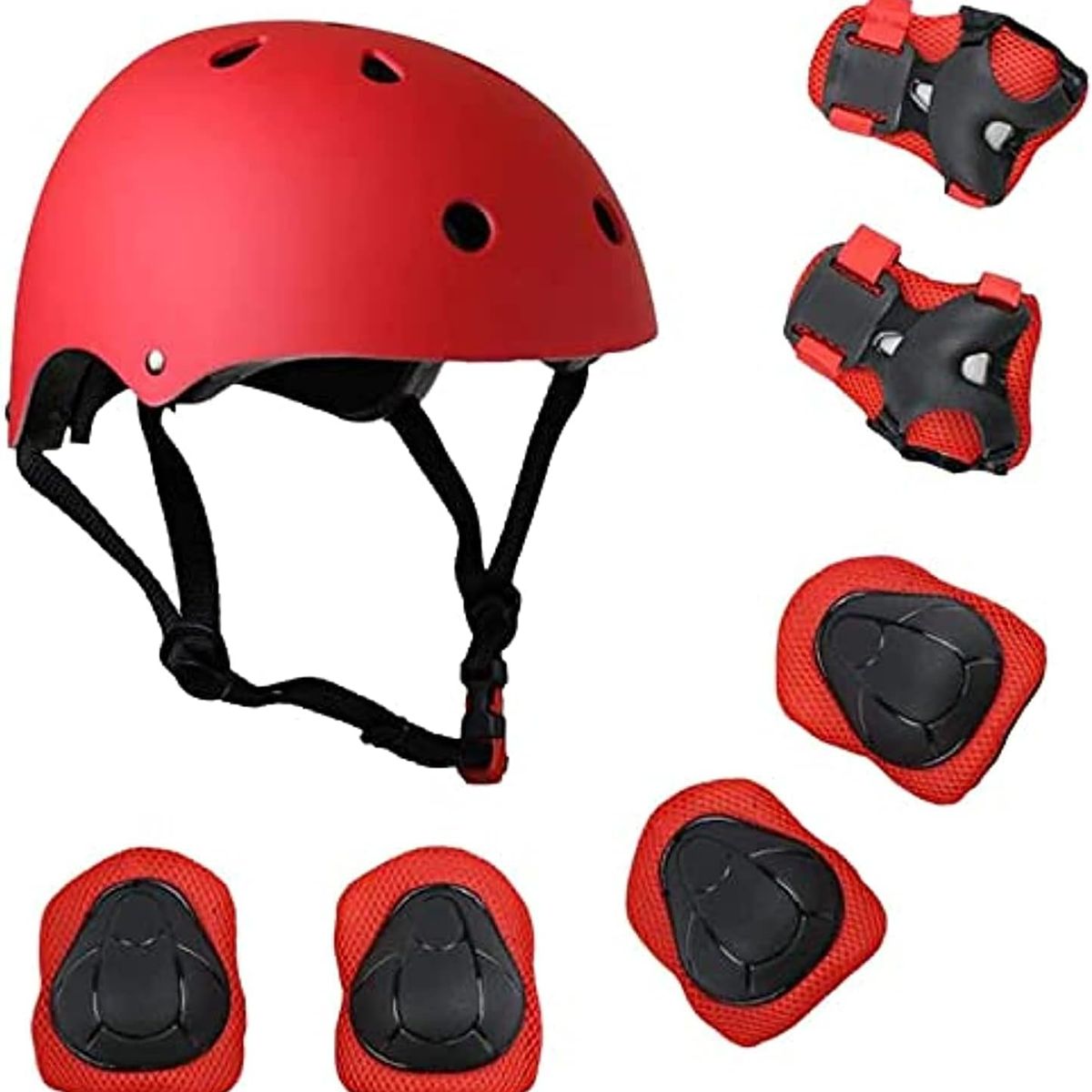 B4 ADVENTURE - Set de Protección Patinaje con Casco Ajustables para Ciclismo rojo