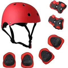 B4 ADVENTURE - Set de Protección Patinaje con Casco Ajustables para Ciclismo rojo