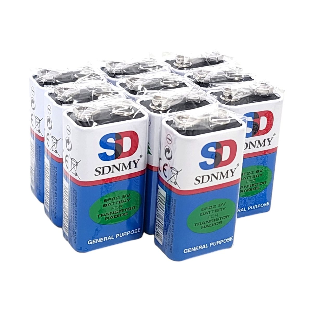 GENERICO - Pack de 10 Baterías 9V SD-SDNMY Long Life 6F22