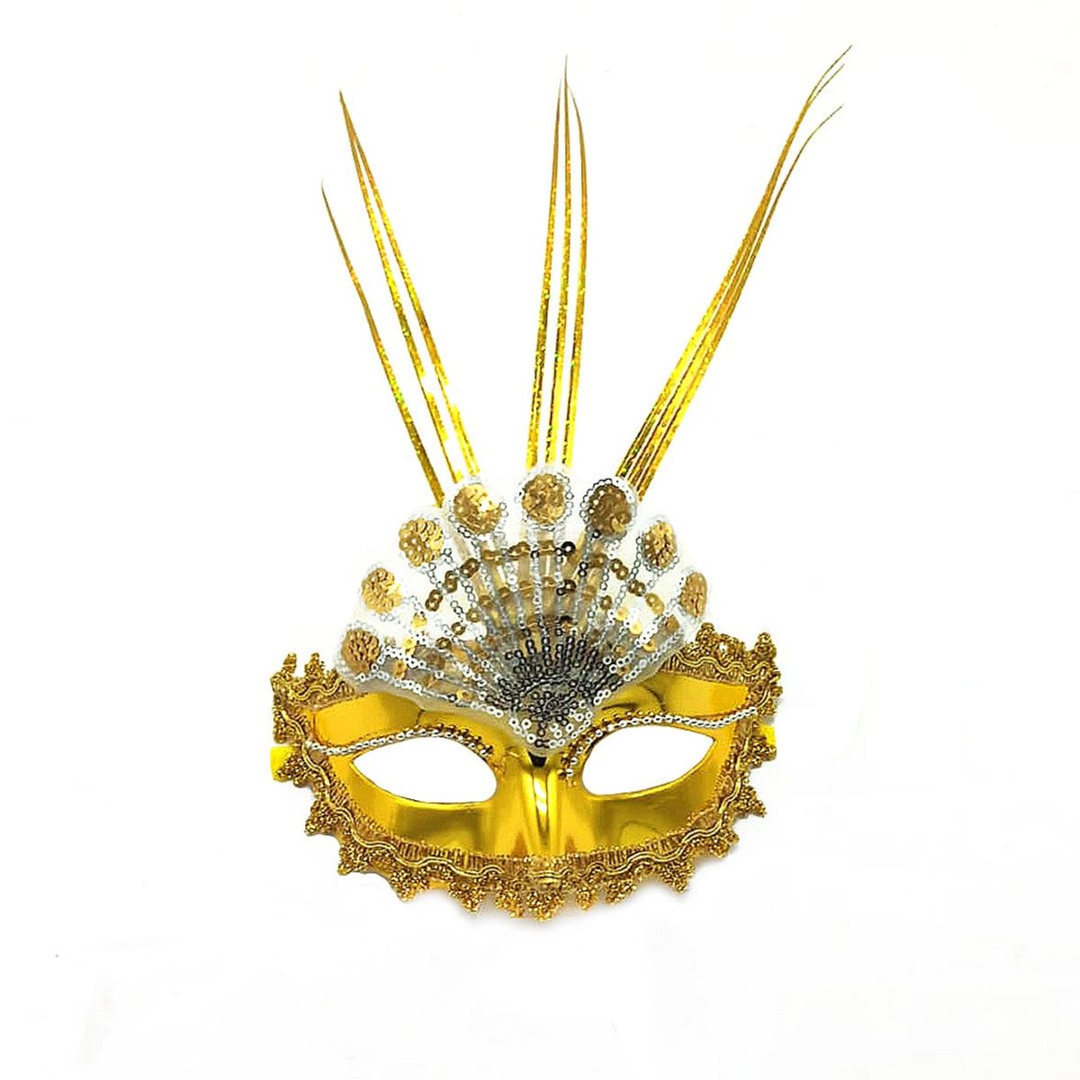 GENERICO - ANTIFAZ VENECIANO ABANICO DORADO X1UNI