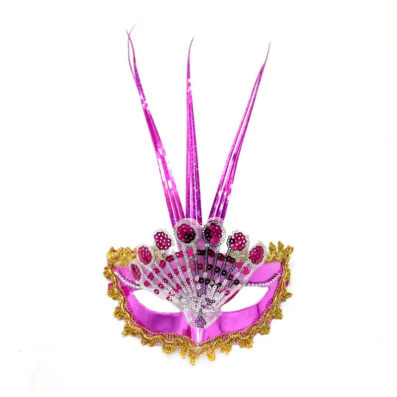 GENERICO - ANTIFAZ VENECIANO ABANICO FUCSIA X1UNI