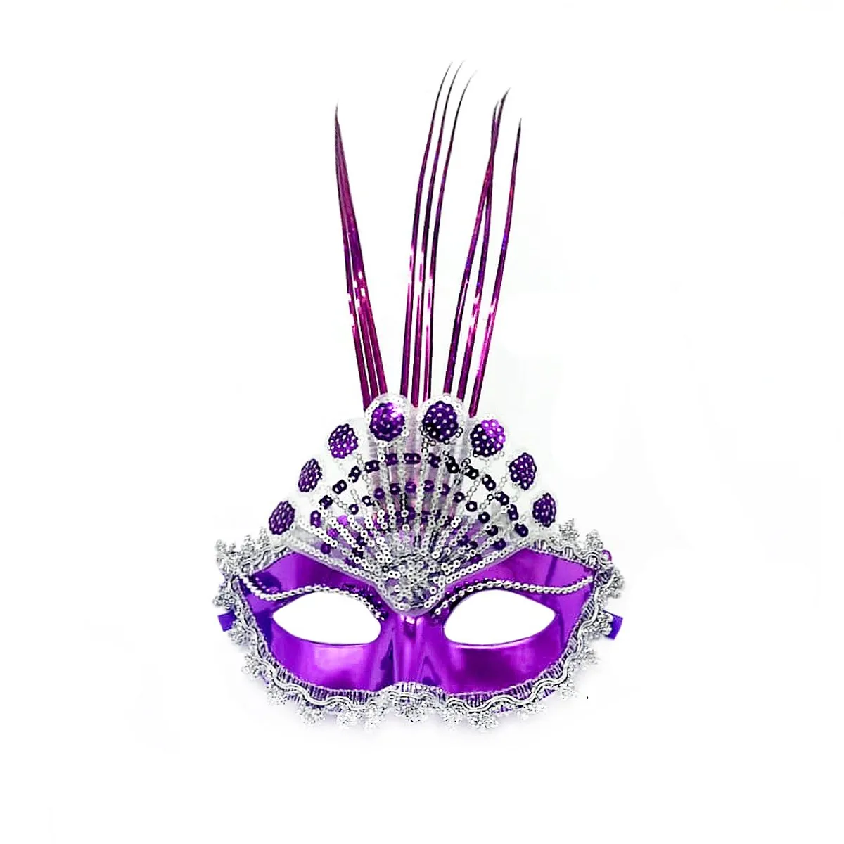 GENERICO - ANTIFAZ VENECIANO ABANICO MORADO X1UNI