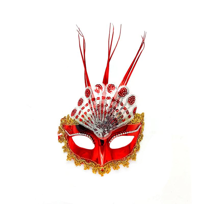 GENERICO - ANTIFAZ VENECIANO ABANICO ROJO X1UNI