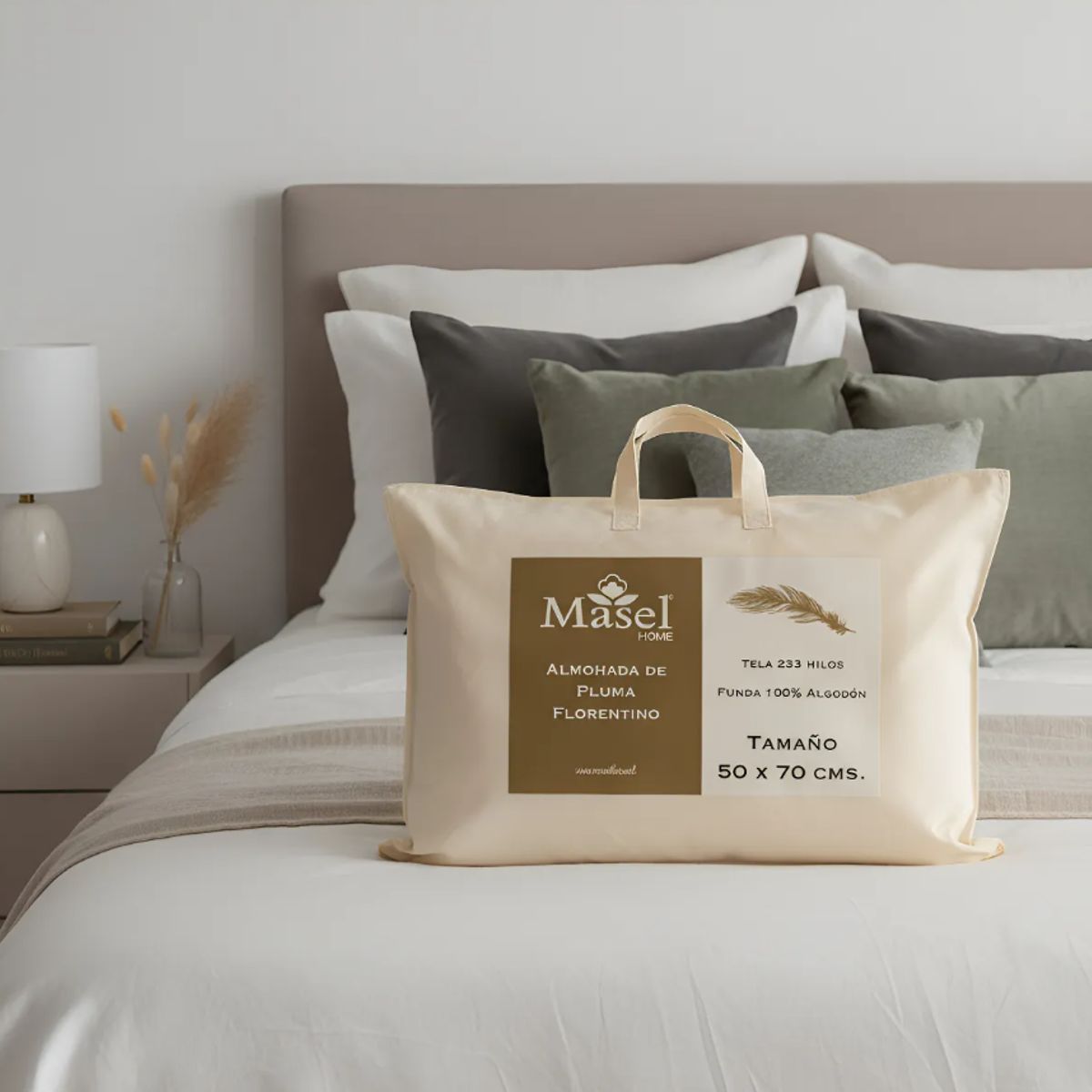 MASEL - almohadas de plumas 2 unidades 50 x 70 premium.