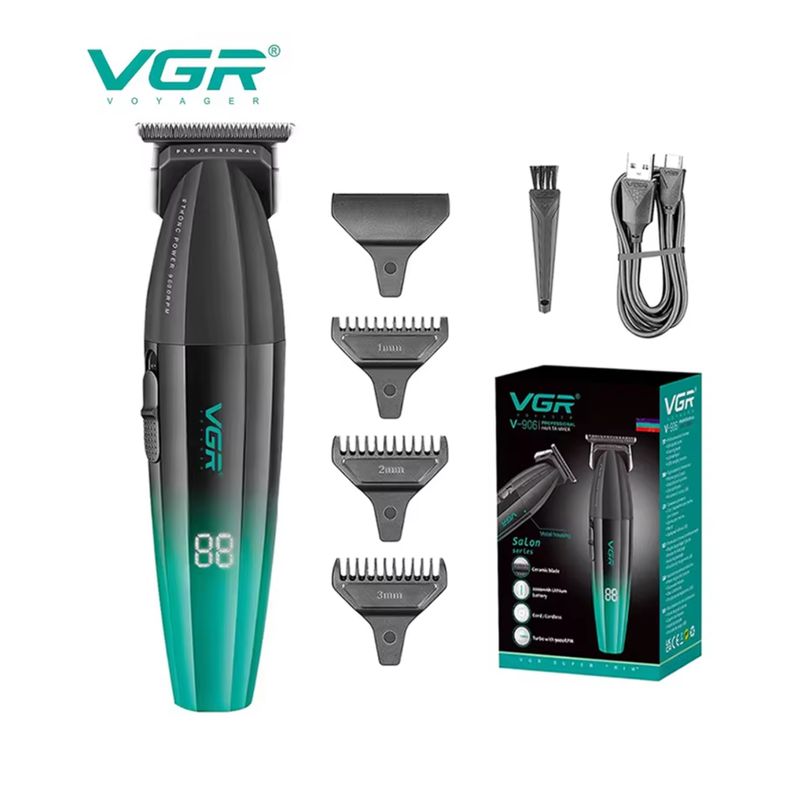VGR VOYAGER - Máquina Patillera Profesional Vgr V-906 Magnetico 9000 Rpm Color Negro Y Verde