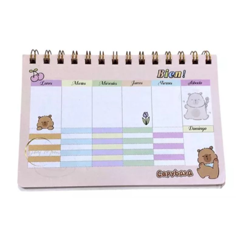 GENERICO - Planner Libreta Diseño Capibara Kawaii Anotaciones