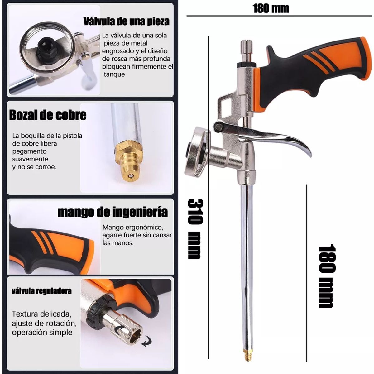 KUANGYE - Pistola De Espuma Expandible Profesional  Metal Resistente