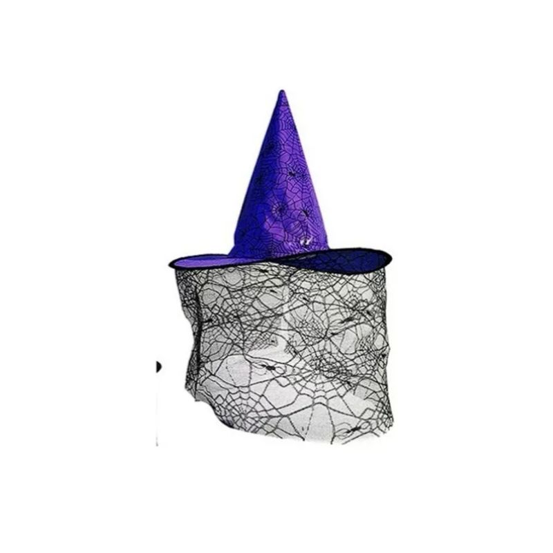 GENERICO - Sombrero Bruja Con Velo De Tul Para Fiestas Carnaval