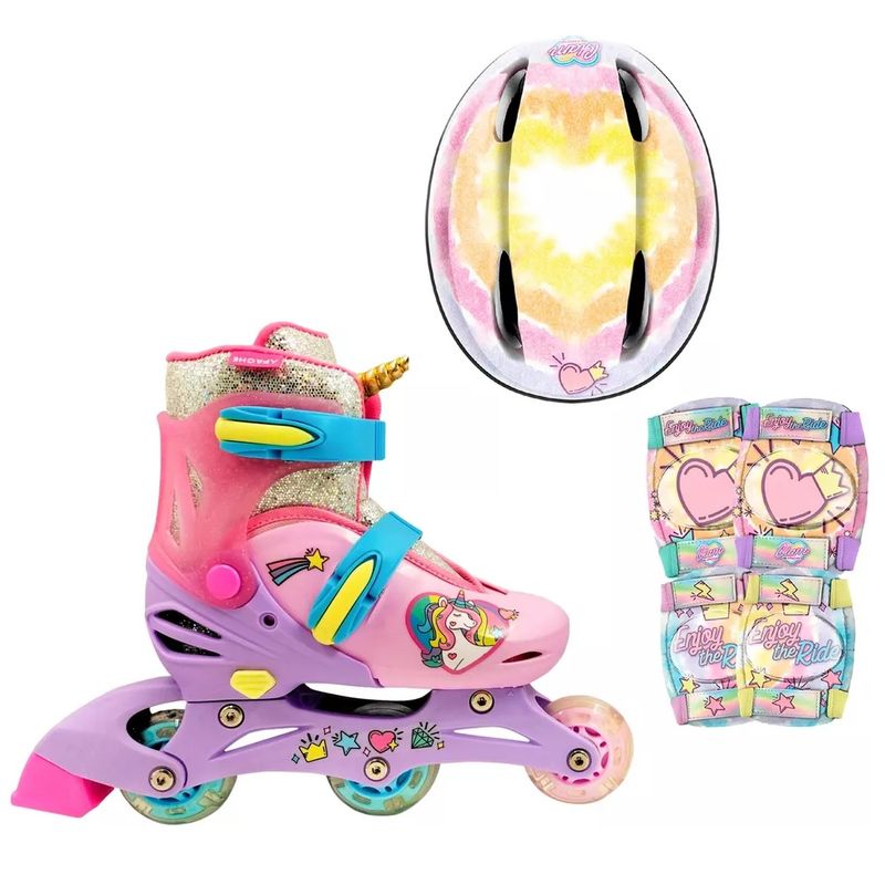 RUSH GIRL - Patines 2 En 1, Rush Girl-rosado 29 A 33 con Casco PROMO