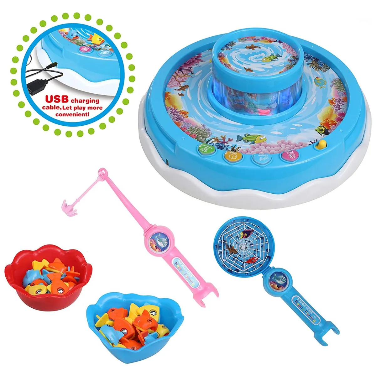 GENERICO - Juguete Mesa De Pesca Giratoria Con Luces Y Sonido Infantil