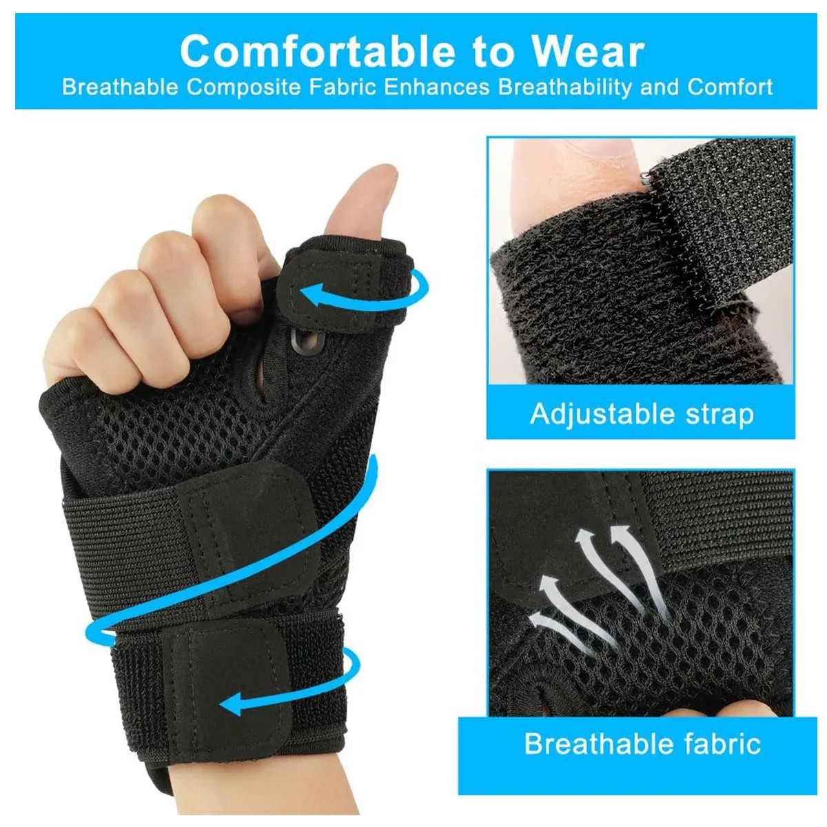 KUANGYE - Muñequera Ortopédica Compresión Con Soporte De Pulgar Pack 2