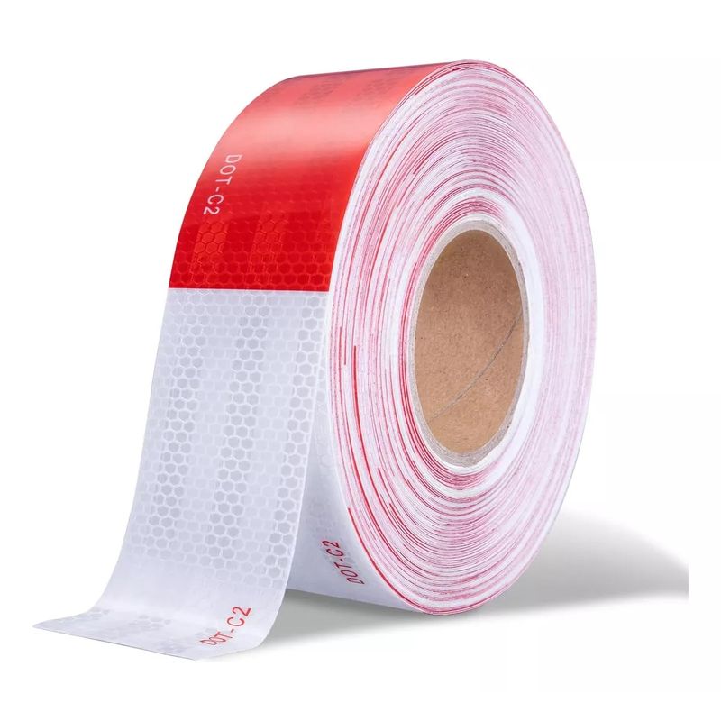 KUANGYE - Cinta Reflectante Seguridad Rojo Blanco 45 Mts Dot C2 Legal