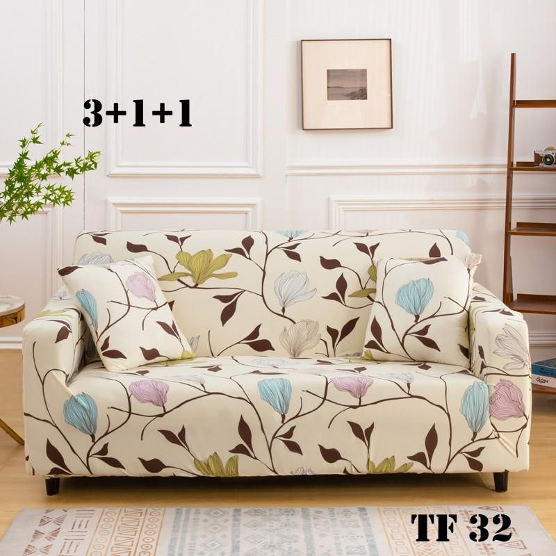 ANGELES DEL HOGAR - Cubre Sillon Futon Elastico Diseño 3+1+1  TF32