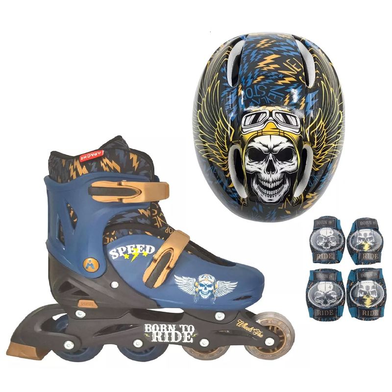 BESTOYS - Patin En Linea  Apache Con Luces Ajustables T34-37 con Casco