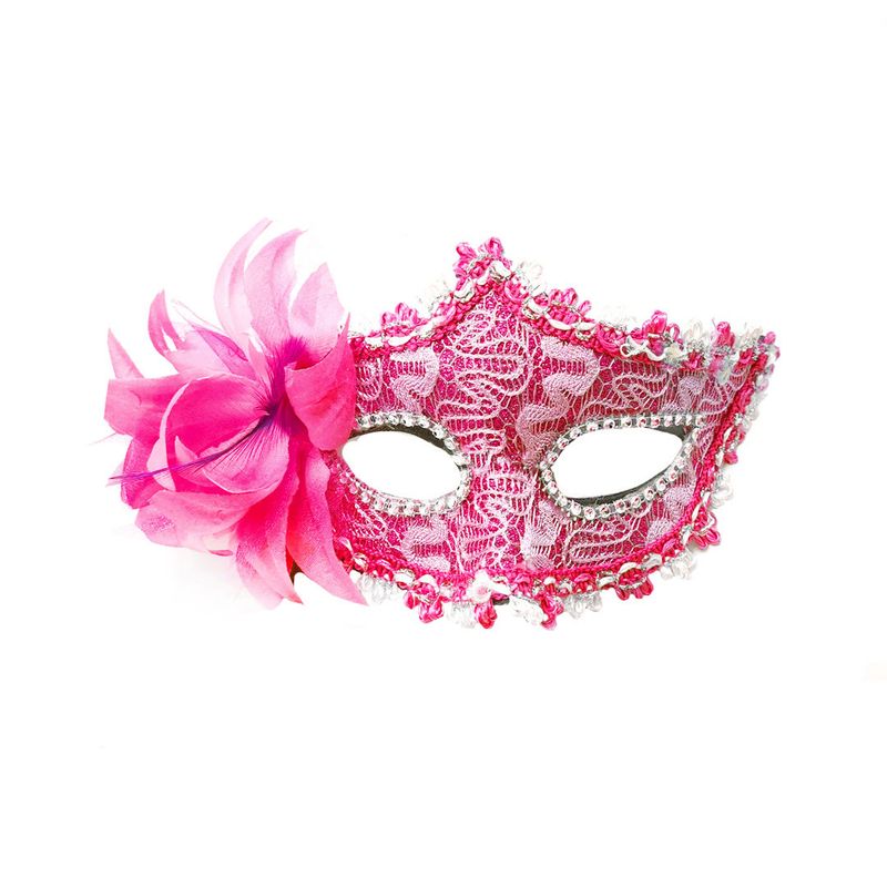 GENERICO - ANTIFAZ VENECIANO FLOR FUCSIA X1 UNI