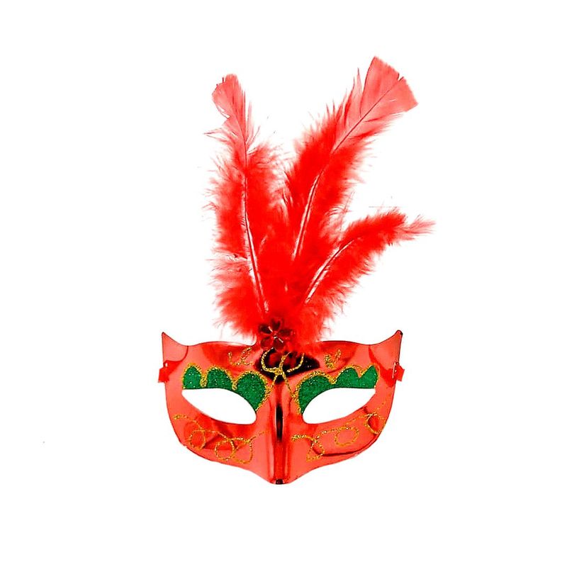 GENERICO - ANTIFAZ VENECIANO PLUMA ROJO X1UNI