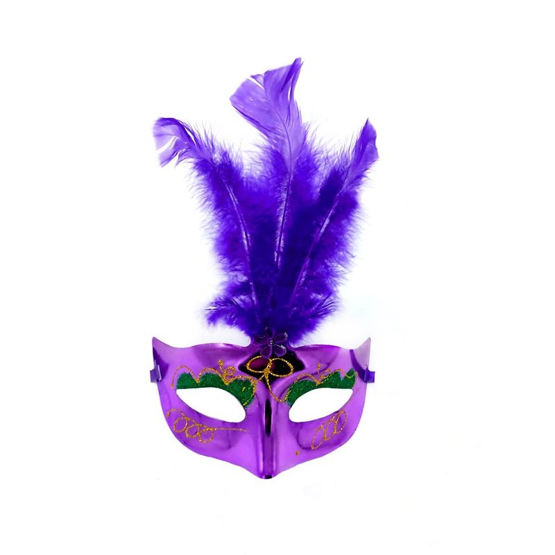 GENERICO - ANTIFAZ VENECIANO PLUMA MORADO X1UNI