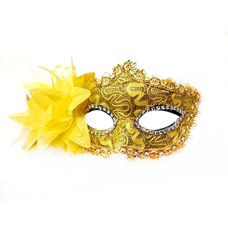 GENERICO - ANTIFAZ VENECIANO FLOR DORADO X1 UNI