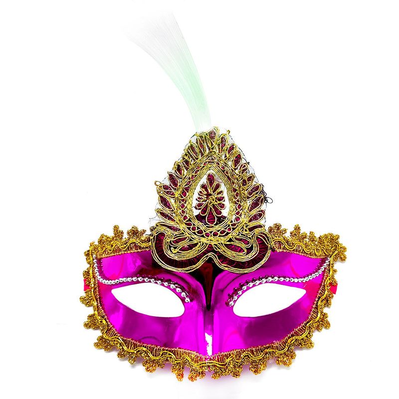 GENERICO - ANTIFAZ VENECIANO REAL LED FUCSIA X1UNI