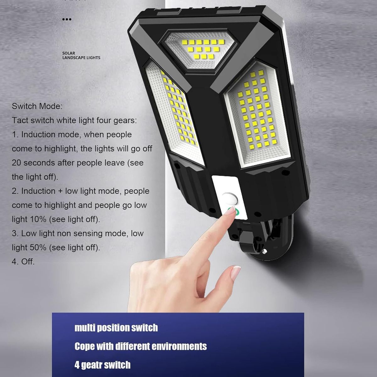 AZULAMAR - Farola Solar Sensor De Movimiento Lámpara De Jardín Luz con Remoto