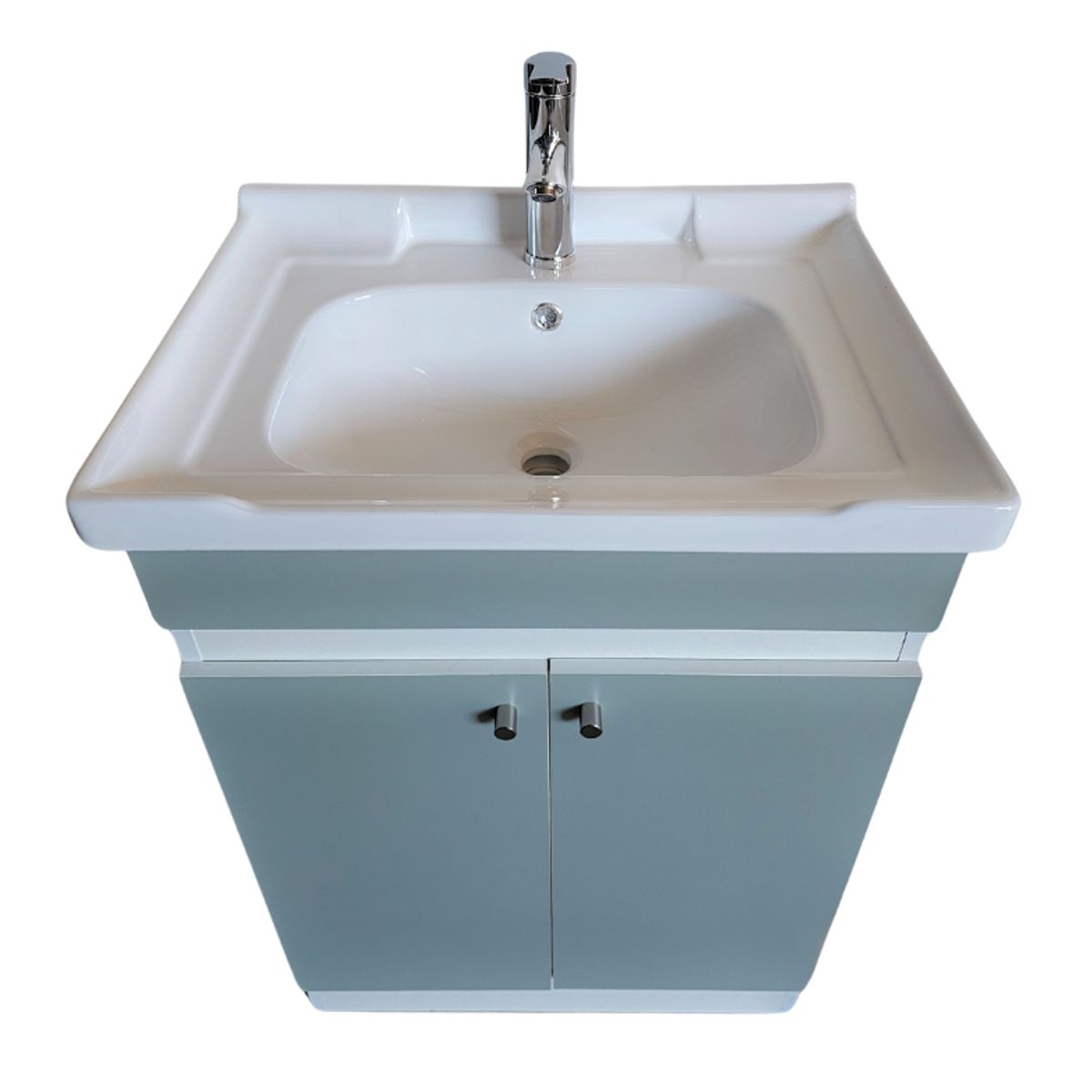 MODERN SPACE - Vanitorio Mdf 60x47cm Verde Glacial Loza Con Borde +grifería