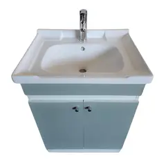 MODERN SPACE - Vanitorio Mdf 60x47cm Verde Glacial Loza Con Borde +grifería